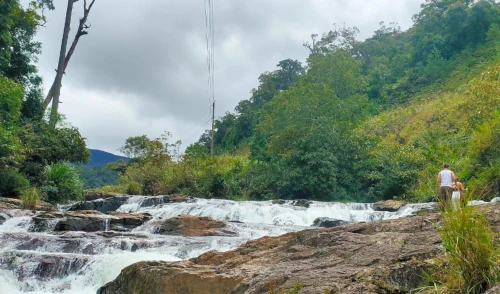 A waterfall that the tour stops at.